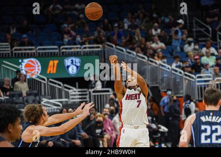 Orlando, Florida, USA, December 17, 2021, Miami Heat Guard Kyle Lowry #7 shoots a three point during the second quarter at the Amway Center.  (Photo Credit:  Marty Jean-Louis) Credit: Marty Jean-Louis/Alamy Live News Stock Photo