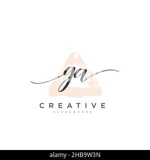 GA Initial handwriting minimalist geometric logo template vector art, Logo for business beauty, fashion, and other art Stock Vector