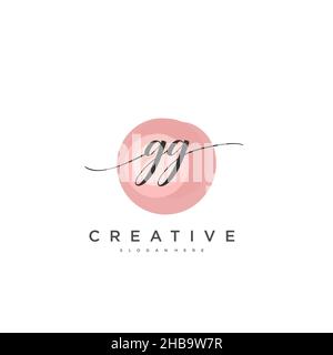 GG Initial handwriting minimalist geometric logo template vector art, Logo for business beauty, fashion, and other art Stock Vector