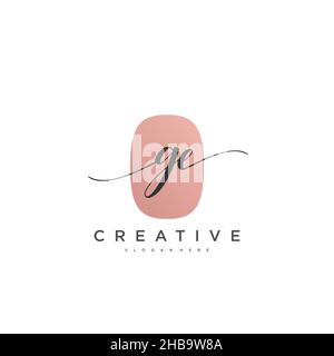 GE Initial handwriting minimalist geometric logo template vector art, Logo for business beauty, fashion, and other art Stock Vector