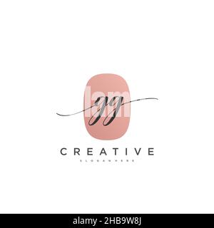 GG Initial handwriting minimalist geometric logo template vector art, Logo for business beauty, fashion, and other art Stock Vector