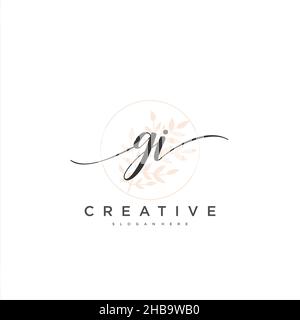 GI Initial handwriting minimalist geometric logo template vector art, Logo for business beauty, fashion, and other art Stock Vector
