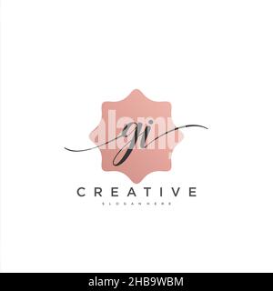 GI Initial handwriting minimalist geometric logo template vector art, Logo for business beauty, fashion, and other art Stock Vector