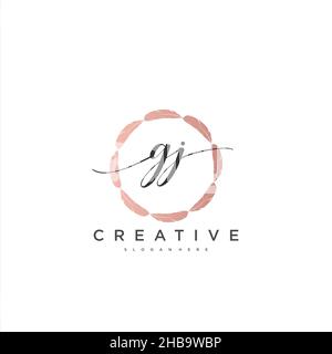 GJ Initial handwriting minimalist geometric logo template vector art, Logo for business beauty, fashion, and other art Stock Vector