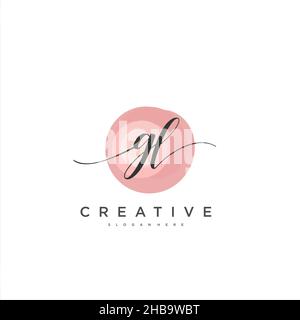 GL Initial handwriting minimalist geometric logo template vector art, Logo for business beauty, fashion, and other art Stock Vector