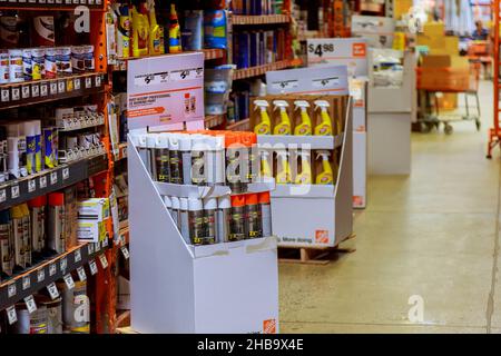 Home Depot home improvement store at building materials in a hardware store for construction repair Stock Photo