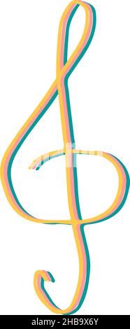 hand drawn colored treble clef Stock Vector
