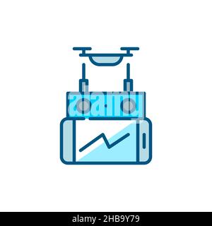 Drone ground remote controller. Pixel perfect, editable stroke colorful icon Stock Vector