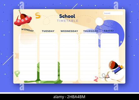 hand drawn back school vector design illustration timetable template Stock Vector