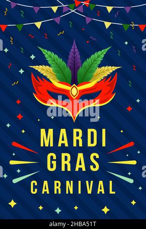 mardi gras carnival banner poster design. mardi gras vector illustration Stock Vector