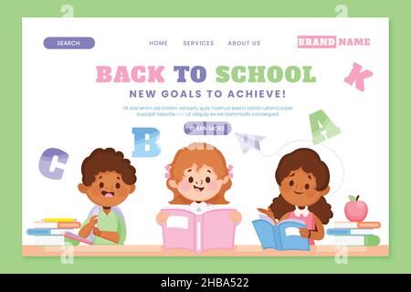 back school vector design illustration landing page template Stock Vector