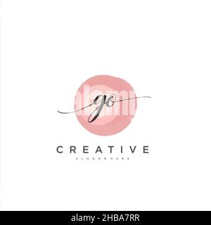 GO Initial handwriting minimalist geometric logo template vector art, Logo for business beauty, fashion, and other art Stock Vector