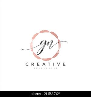 GN Initial handwriting minimalist geometric logo template vector art, Logo for business beauty, fashion, and other art Stock Vector
