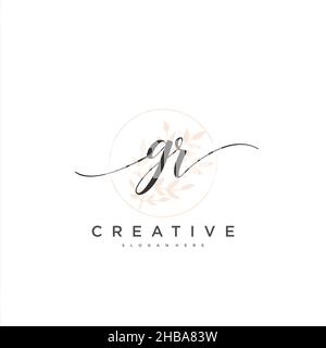GR Initial handwriting minimalist geometric logo template vector art, Logo for business beauty, fashion, and other art Stock Vector