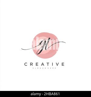 GT Initial handwriting minimalist geometric logo template vector art, Logo for business beauty, fashion, and other art Stock Vector