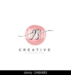 GZ Initial handwriting minimalist geometric logo template vector art, Logo for business beauty, fashion, and other art Stock Vector