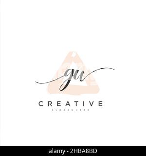 GW Initial handwriting minimalist geometric logo template vector art, Logo for business beauty, fashion, and other art Stock Vector