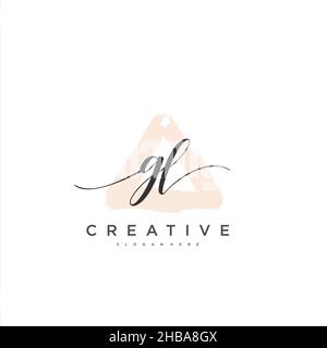 GL Initial handwriting minimalist geometric logo template vector art, Logo for business beauty, fashion, and other art Stock Vector