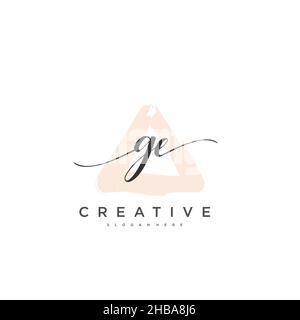 GE Initial handwriting minimalist geometric logo template vector art, Logo for business beauty, fashion, and other art Stock Vector