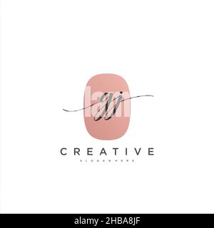 GJ Initial handwriting minimalist geometric logo template vector art, Logo for business beauty, fashion, and other art Stock Vector