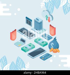 thirteen bank economy icons Stock Vector