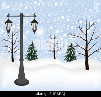 Winter snowing landscape. vector illustration Stock Vector