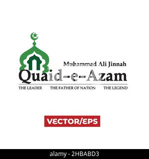 25th December Quaid-e-Azam Muhammad Ali Jinnah Day Vector post, banner Founder of Pakistan's Birthday Celebration Day Stock Vector