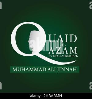 Quaid e Azam Day 25th December flat design with gradient background Stock Vector