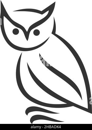 Owl standing on branch Icon Brand Template isolated Stock Vector