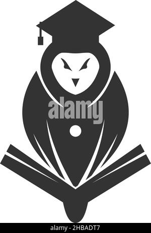 Owl Graduate Book Icon Template Isolated Stock Vector