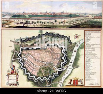 Danzig Plan, Gdansk Plan, Gdańsk Plan, Old Danzig Plan, Old Gdansk Plan, Old Gdańsk Plan, Retro Danzig Plan, Retro Gdansk Plan, Retro Gdańsk Plan 1687 Stock Photo