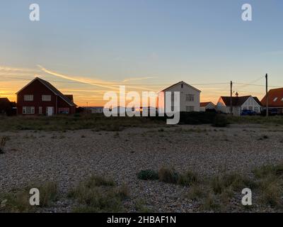 Greatstone, Kent, UK- 01.01.2022: greatstone village on the New Romney point here beach and house landscape Stock Photo