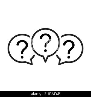 Three linear chat speech message bubbles with question marks icon vector for graphic design, logo, web site, social media, mobile app, ui illustration Stock Vector