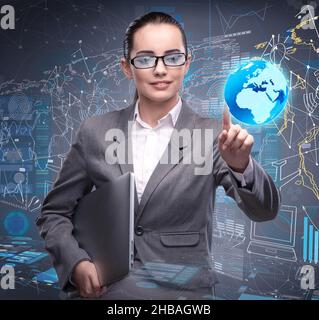 The young businesswoman in data management concept Stock Photo