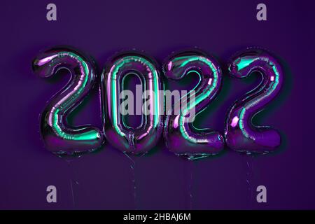 purple balloons celebration new year isolated background