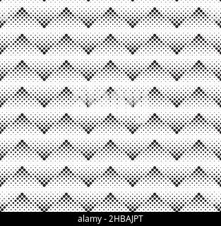 Seamless Halftone Vector Background. Circles of variable size folded in a zigzag. Stock Vector