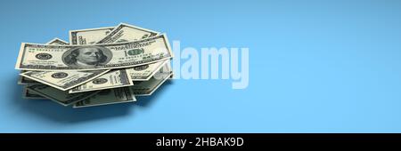 Money stacks from dollars with blank copy space backgrounds. Finance conceptual Stock Photo