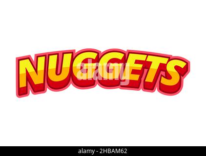 Multicolored lettering nuggets in pop art style for printing and decoration monster menu. Vector illustration. Stock Vector