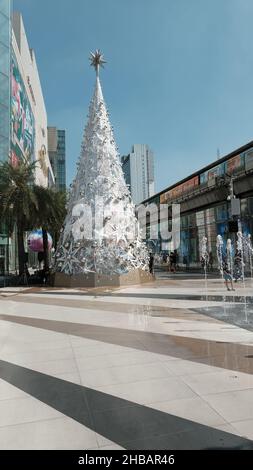 Christmas Tree Siam Paragon Shopping Mall Plaza in Bangkok, Thailand Stock Photo