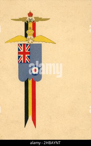 Rare WW2 Christmas card, printed in Brussels. It shows the RAF ensign and Belgian Air force wings + flag. Not sure if it dates from 1939 or 1944. More likely the latter. It was sent by an RAF man who was evacuated with the BEF from Northern France in 1940. Stock Photo