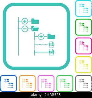 File browser with jpg files vivid colored flat icons in curved borders on white background Stock Vector