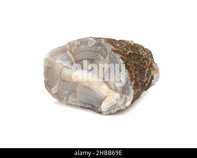 Macadamia nuts with green leaves on white background Stock Photo