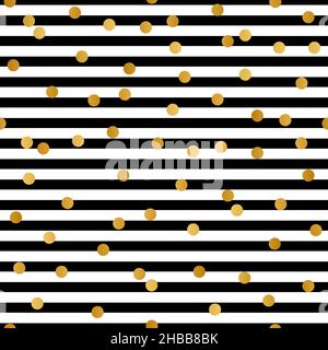 Gold Dots Pattern Design with Black and White Background Stock Vector
