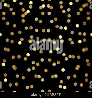 Gold Dot Elegant Pattern Design on Black Background Stock Vector