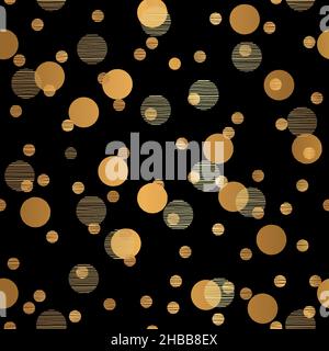 Gold Circle Pattern Design on Black Background Stock Vector
