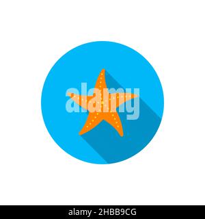 Star fish vector icon symbol animal, flat design, long shadow Stock Vector