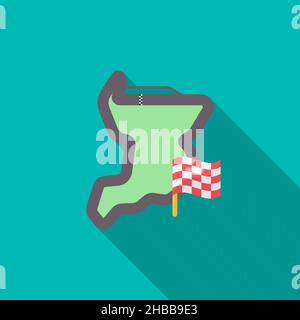 Mandalika racing circuit or track lombok indonesia vector, flat design, long shadow Stock Vector