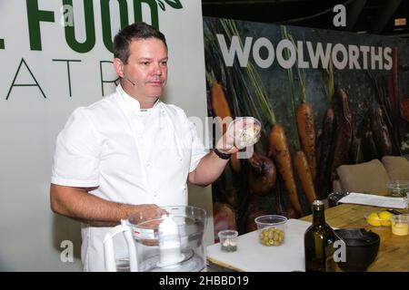 JOHANNESBURG, SOUTH AFRICA - Oct 15, 2021: The Chef doing a demonstration at Food and Wine Expo Stock Photo