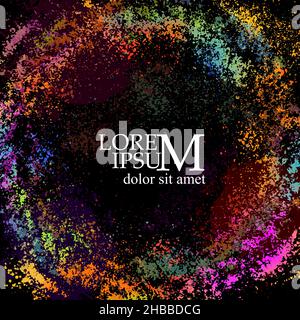 Round multi-colored frame from spots of paint. Background from blots. Grunge Design Element. Brush Strokes. Vector illustration Stock Vector