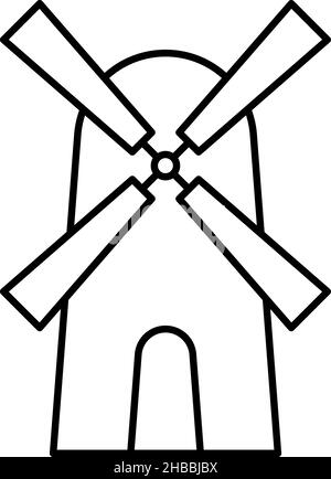 Windmill Turbine Outline Icon Vector Stock Vector